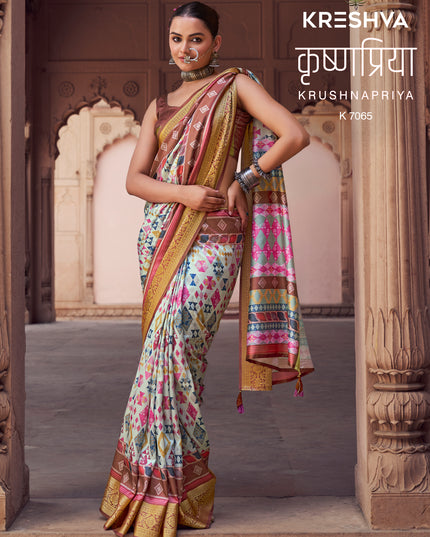 Kreshva Krushnapriya Lux P. V. Silk  Digital Print 7058 To 7065 Saree