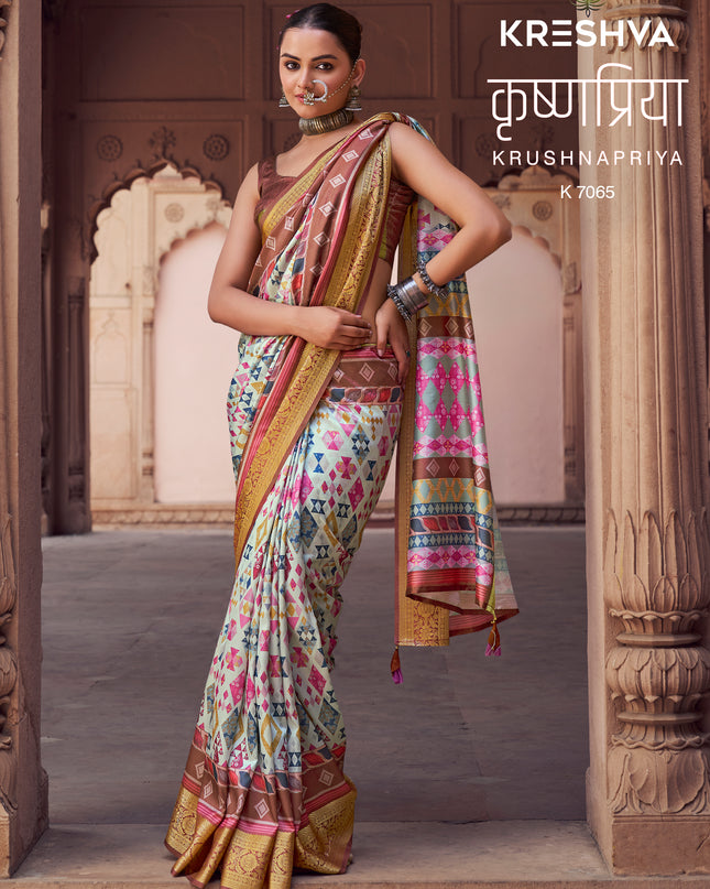 Kreshva Krushnapriya Lux P. V. Silk  Digital Print 7058 To 7065 Saree