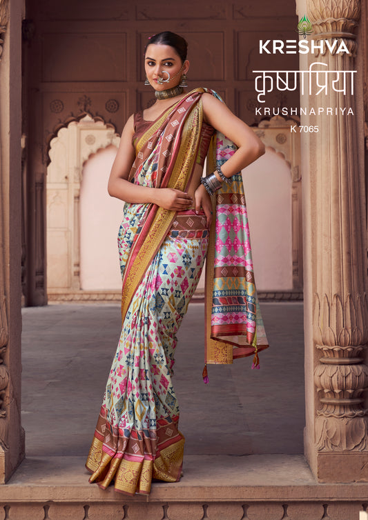 Kreshva Krushnapriya Lux P. V. Silk  Digital Print 7058 To 7065 Saree