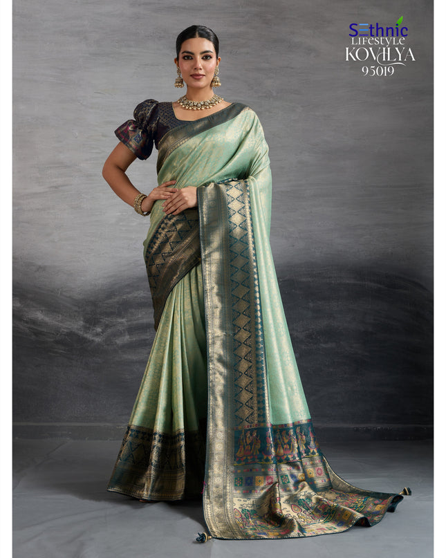 Sethnic Lifestyle Kovilya Vol 5 Celadon Color Wedding Wear Collection