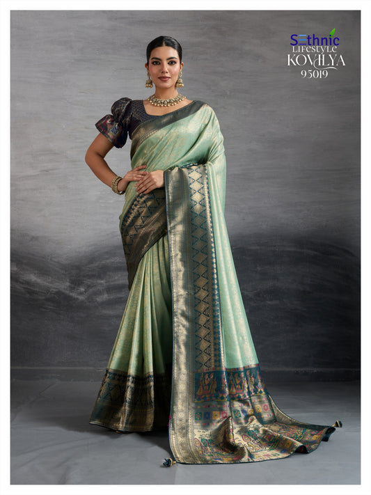 Sethnic Lifestyle Kovilya Vol 5 Celadon Color Wedding Wear Collection
