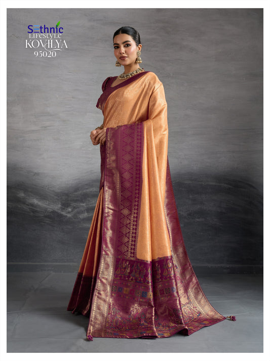 Sethnic Lifestyle Kovilya Vol 5 Cream Color Wedding Wear