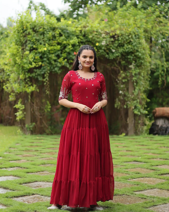 Mohini 1097 Red Color Embroidery Gown