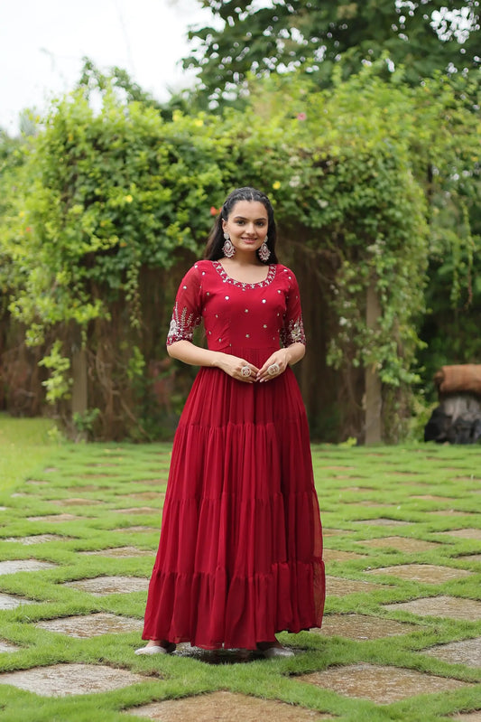 Mohini 1097 Red Color Embroidery Gown