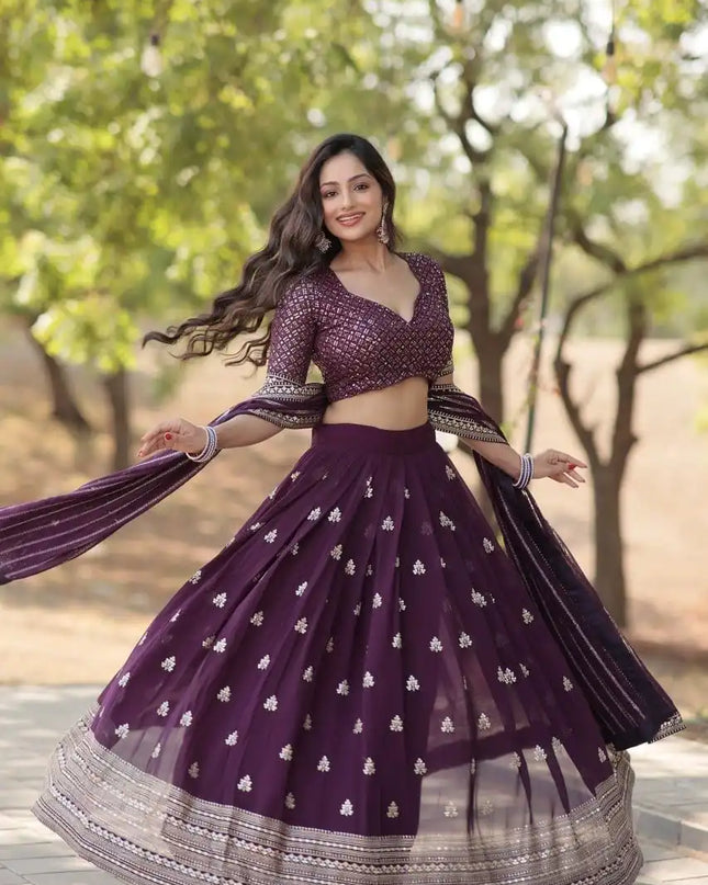Mohini 7108 Party Wear Wine Color Lehenga Choli Online