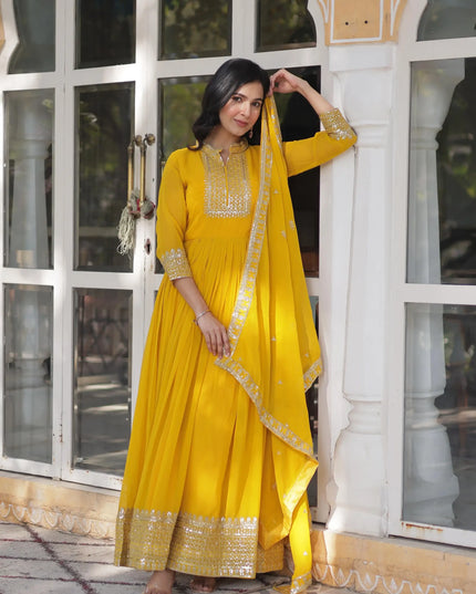 Mohini 9210 Yellow Color Gown Dress with Dupatta