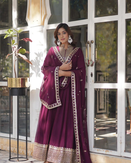 Mohini 9210 Maroon Color Gown Dress with Dupatta