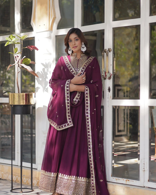 Mohini 9210 Maroon Color Gown Dress with Dupatta
