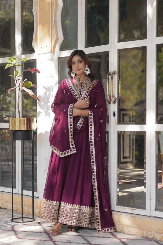 Mohini 9210 Maroon Color Gown Dress with Dupatta