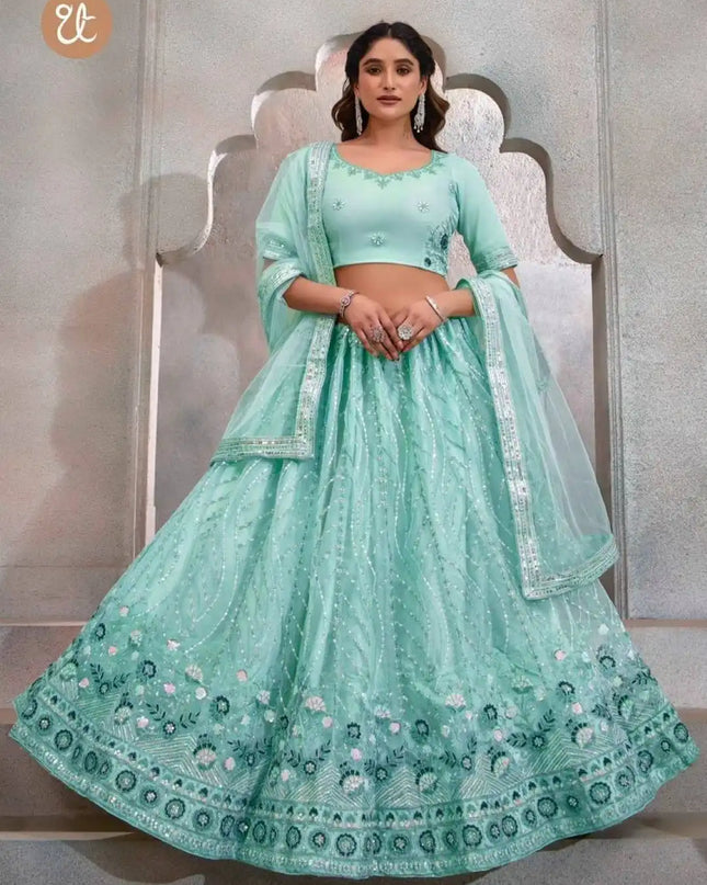 Thredthrill Eeva Vol 1 New Skyblue Color Heavy And Embroidered Lehenga Choli