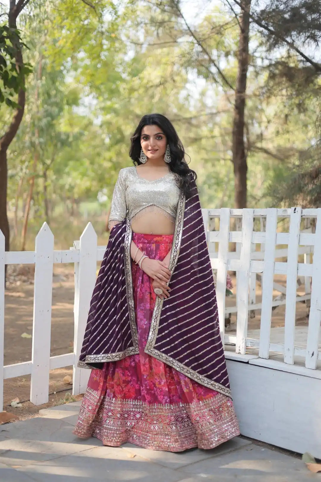Mohini 7113 Digital Printed Faux Georgette And Sequins Fancy Lehenga Choli