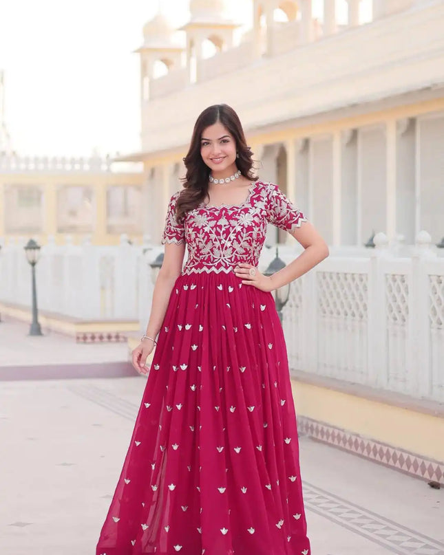 Moni 1095 New Heavy Embroidered Redymade Long Gown