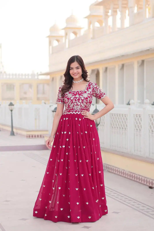 Moni 1095 New Heavy Embroidered Redymade Long Gown
