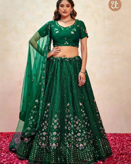 Threadthrill Elegance Vol 1 New Heavy Forestgreen Color Embroidered Lehenga Choli