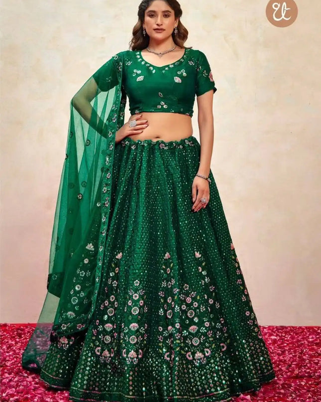 Threadthrill Elegance Vol 1 New Heavy Forestgreen Color Embroidered Lehenga Choli