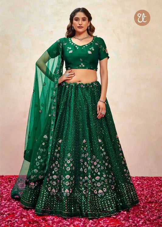 Threadthrill Elegance Vol 1 New Heavy Forestgreen Color Embroidered Lehenga Choli