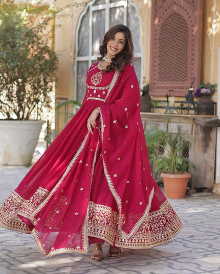 Mohini 9218 Pink Color New Heavy Georgette Gown With Dupatta