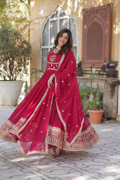 Mohini 9218 Pink Color New Heavy Georgette Gown With Dupatta