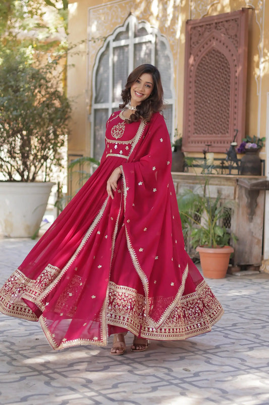 Mohini 9218 Pink Color New Heavy Georgette Gown With Dupatta