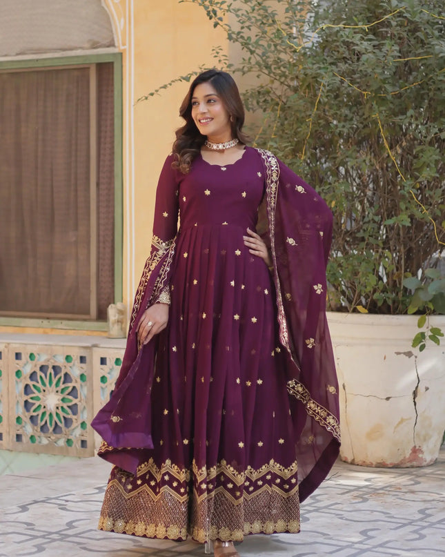 Mohini 9211 Flared Sequins Embroidery Gown With Dupatta