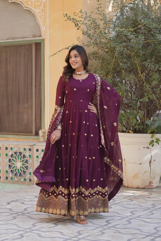 Mohini 9211 Flared Sequins Embroidery Gown With Dupatta