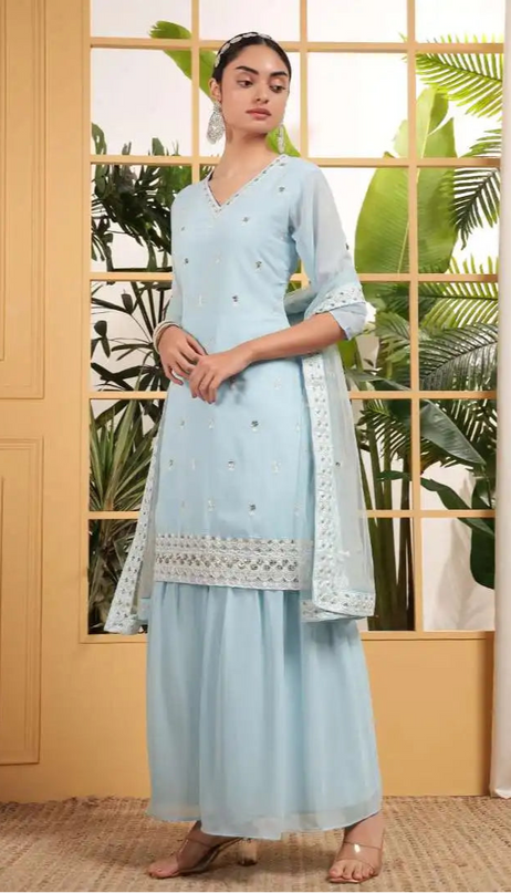 Threadthrill Design No 02 Georgette Light Sharara Eid Dress