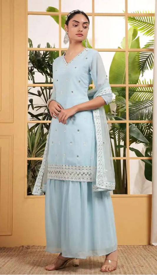 Threadthrill Design No 02 Georgette Light Sharara Eid Dress