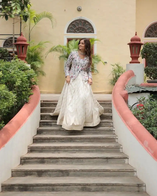 Mohini7127 Pure Dayble Viscose Jequard White Color Lehenga Choli