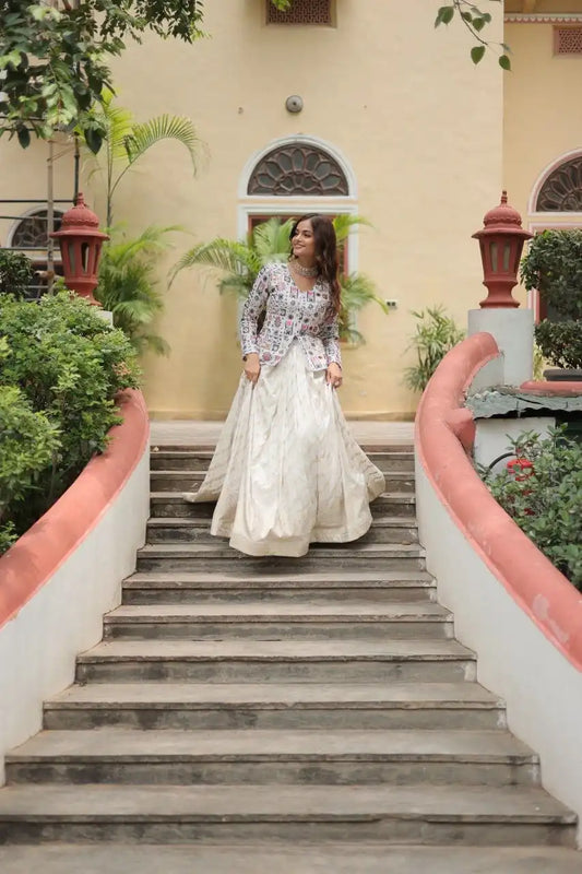 Mohini7127 Pure Dayble Viscose Jequard White Color Lehenga Choli