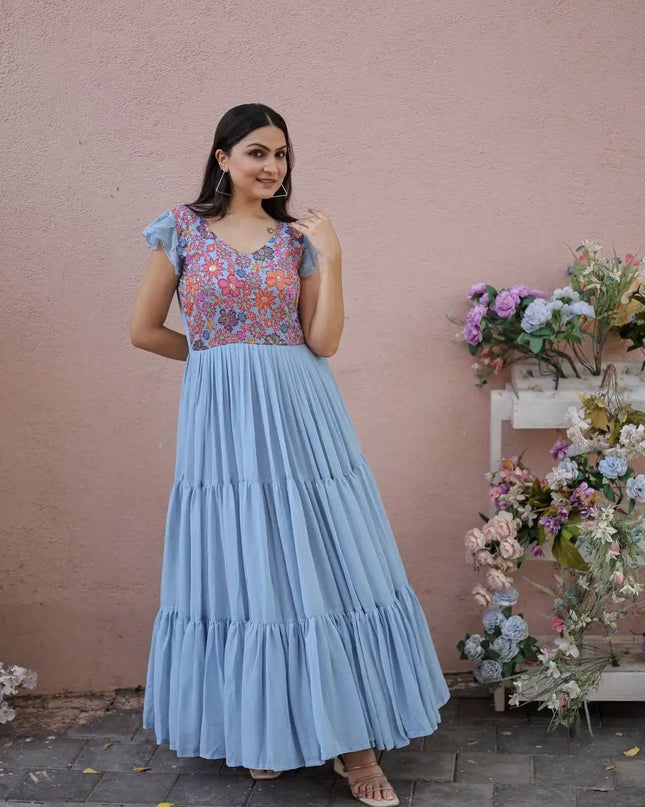 Moni1053 New Long And Faux Georgette Gown