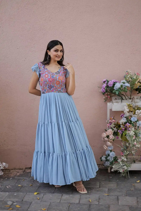 Moni1053 New Long And Faux Georgette Gown