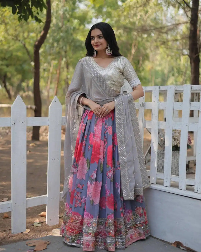 Mohini 7112 New Digital Printed Multi Color And Faux Georgette Lehenga Choli
