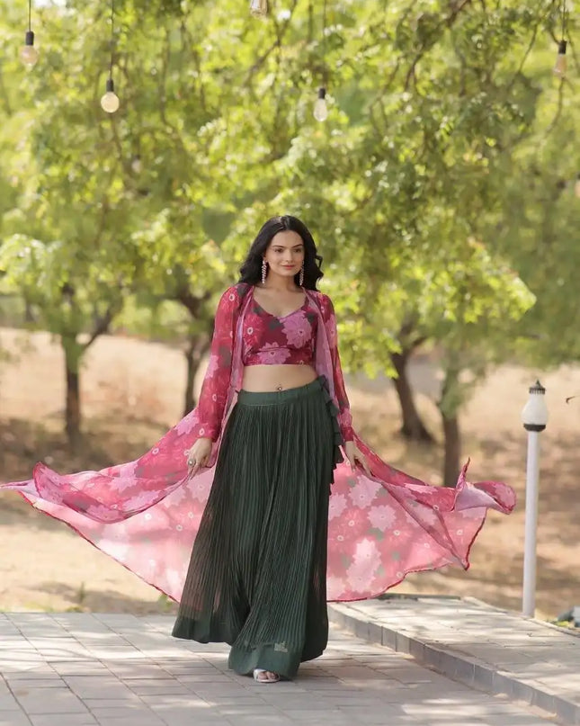 Mohini7107 New Faux Georgette With Crush Pleating Crush Lehenga Choli