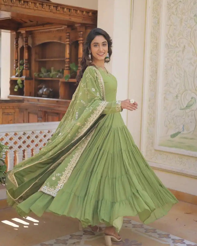 Mohini 9162 Women Fancy Faux Georgette Gown With Dupatta
