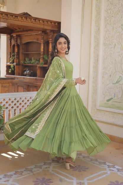 Mohini 9162 Women Fancy Faux Georgette Gown With Dupatta