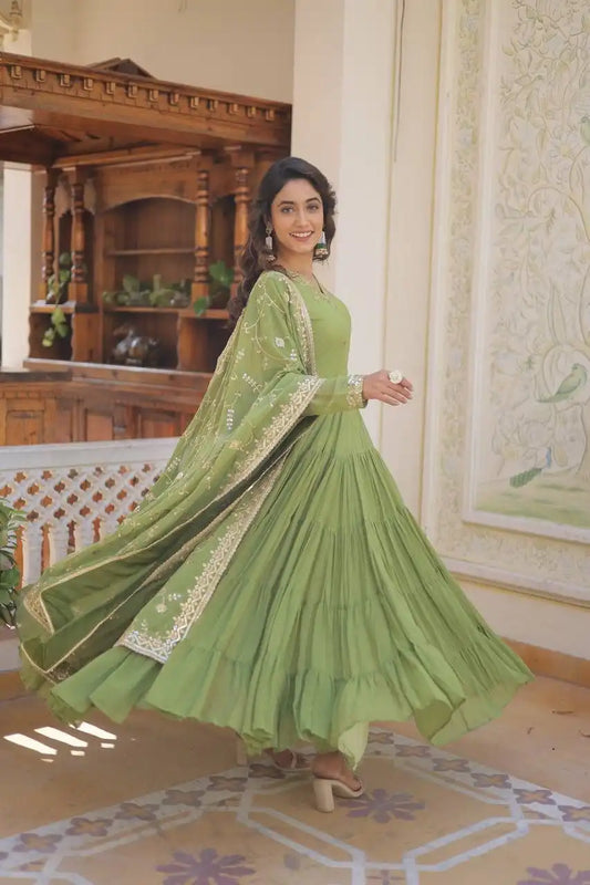 Mohini 9162 Women Fancy Faux Georgette Gown With Dupatta