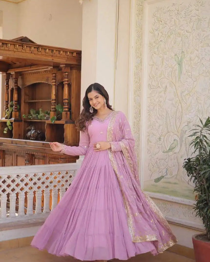Mohini 9162 Light Color Faux Georgette Gown With Dupatta