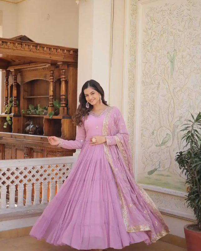 Mohini 9162 Light Color Faux Georgette Gown With Dupatta