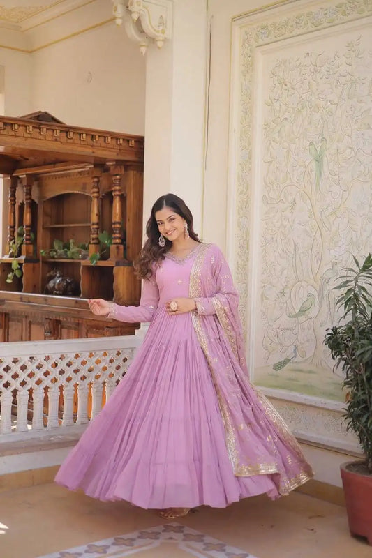 Mohini 9162 Light Color Faux Georgette Gown With Dupatta