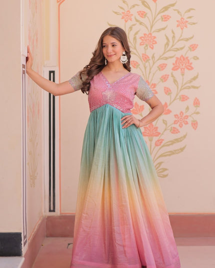 Moni 1169 Designer Beads Embroidered Work Ladies Gown Online 2025