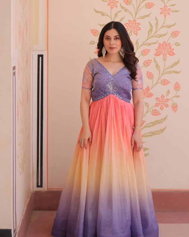 Moni 1169 Ladies Beads Embroidered Work Ladies Gown Online 2025