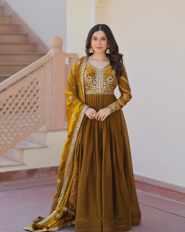 Mohini 9234 Ladies Party Wear Sequins Embroidered Work Women Gown With Dupatta 2025