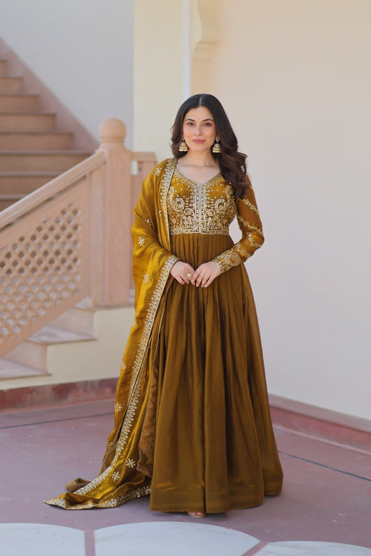 Mohini 9234 Ladies Party Wear Sequins Embroidered Work Women Gown With Dupatta 2025