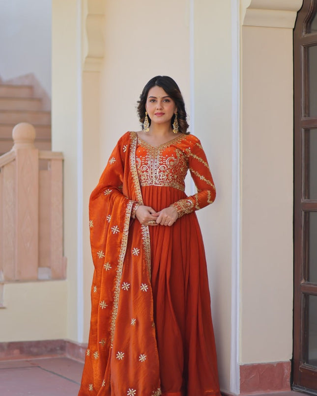 Mohini 9234 Mustered Color Sequins Embroidered Work Women Gown With Dupatta 2025