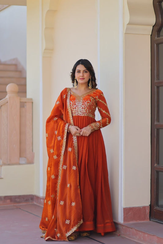 Mohini 9234 Mustered Color Sequins Embroidered Work Women Gown With Dupatta 2025