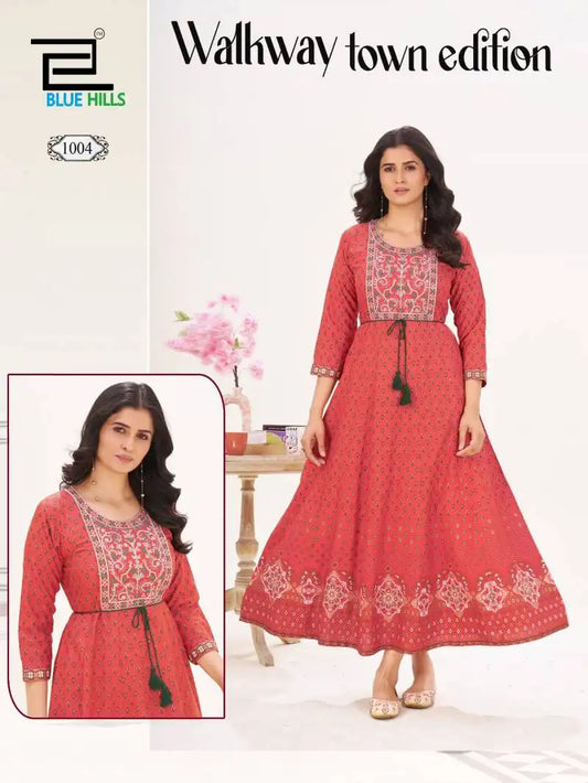 Blue Hills Walkway Town Edition Rayon Kurti Anarkali Style Collection