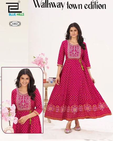 Blue Hills Walkway Town Edition Rayon Anarkali Kurti Collection