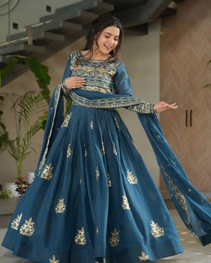 Mohini 9226 Ladies Designer Chinon Gown Dupatta With Sequence Embroidery Work