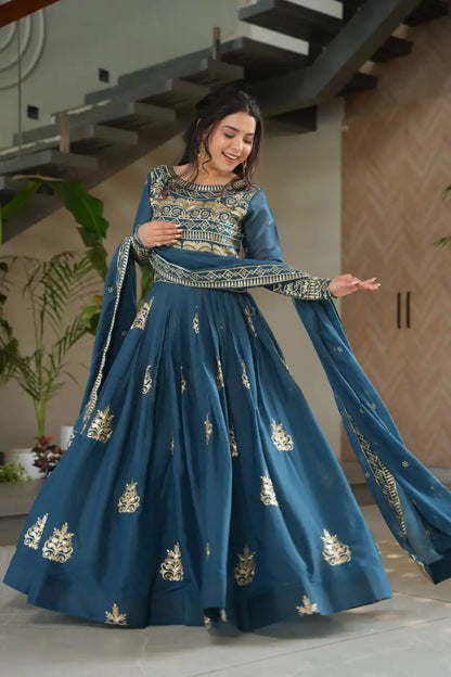 Mohini 9226 Ladies Designer Chinon Gown Dupatta With Sequence Embroidery Work