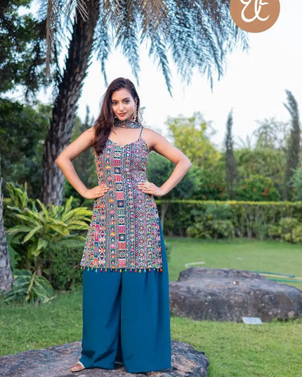 Threadthrill Vol 8 Chinon Western Plazo Kurti Dupatta